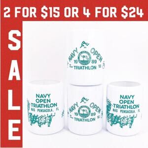 🔴 1989 Navy Triathlon Pensacola can cover coozie hugger set of 4 80s vintage